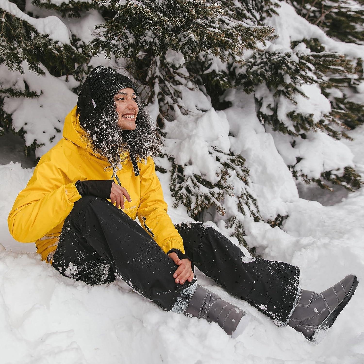 imageWomen Snow Boots Winter Shoes With Hook Loop Comfortable Fur Lined Boots for Women Waterproof Slip On Booties Warm Anti Slip ShoesBrown