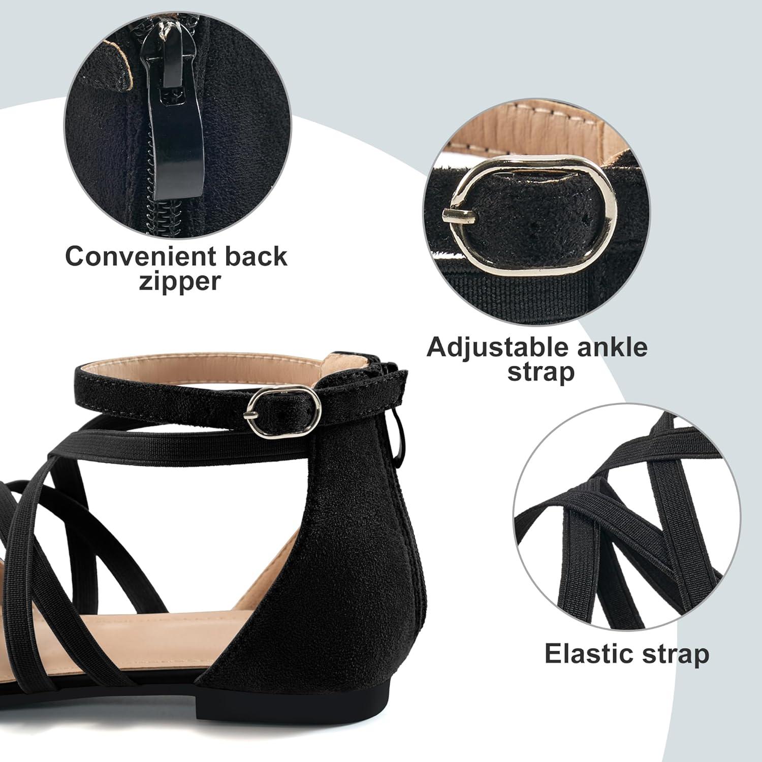 imageWomens Ballet Flats for Wedding Comfortable Dress Work Flat for 2025 Ladies Dressy Zipper Walking ShoesBlacksuede