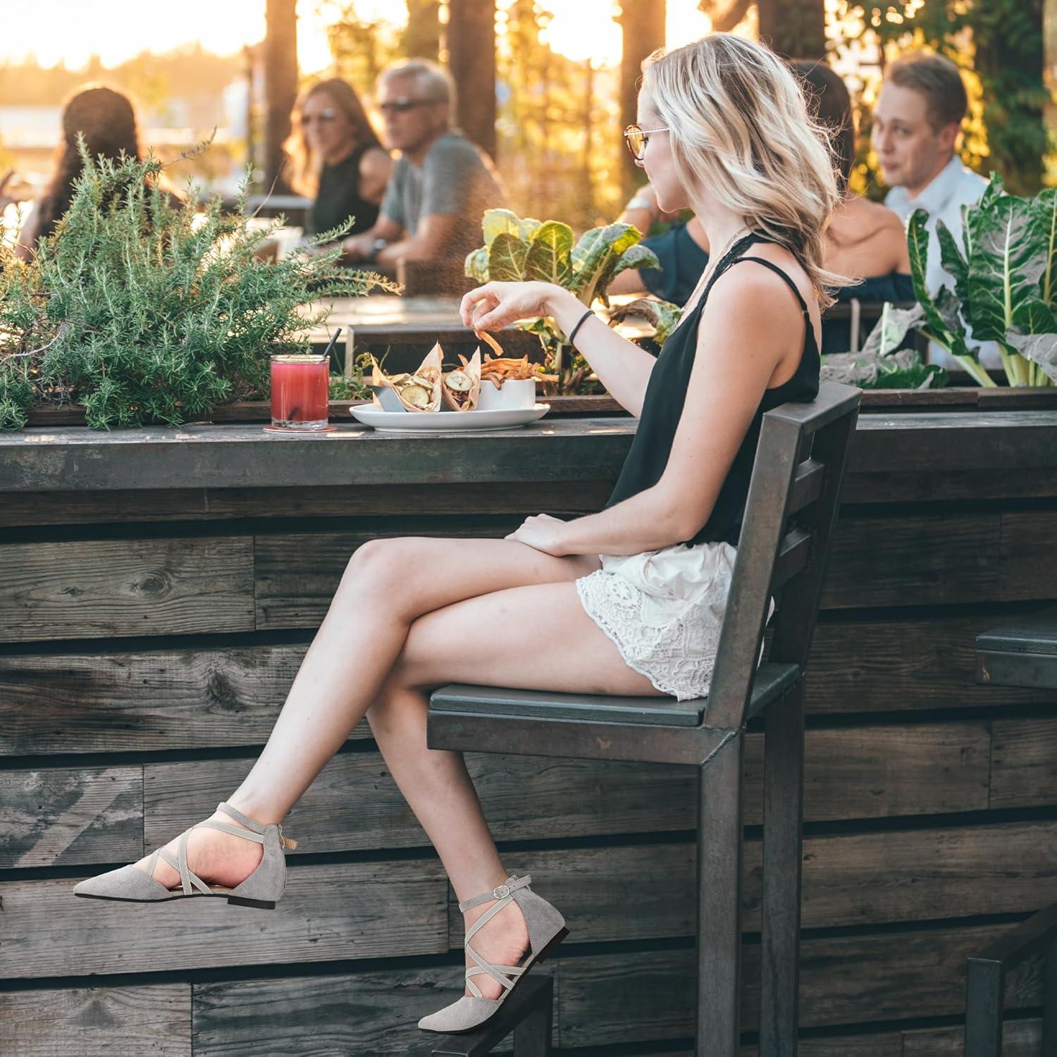 imageWomens Ballet Flats for Wedding Comfortable Dress Work Flat for 2025 Ladies Dressy Zipper Walking ShoesGreysuede