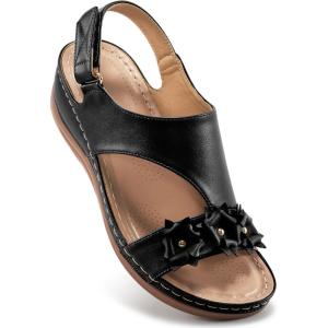 Dressy Wedge Sandals for Women: Comfortable Casual Walking Wedges for Party Vacation Birthday Wedding Indoor for Home House Office(Black)