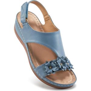 Dressy Wedge Sandals for Women: Comfortable Casual Walking Wedges for Party Vacation Birthday Wedding Indoor for Home House Office(Blue)