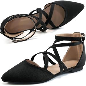 Womens Ballet Flats for Wedding: Comfortable Dress Work Flat for 2025 – Ladies Dressy Zipper Walking Shoes(Black-suede)