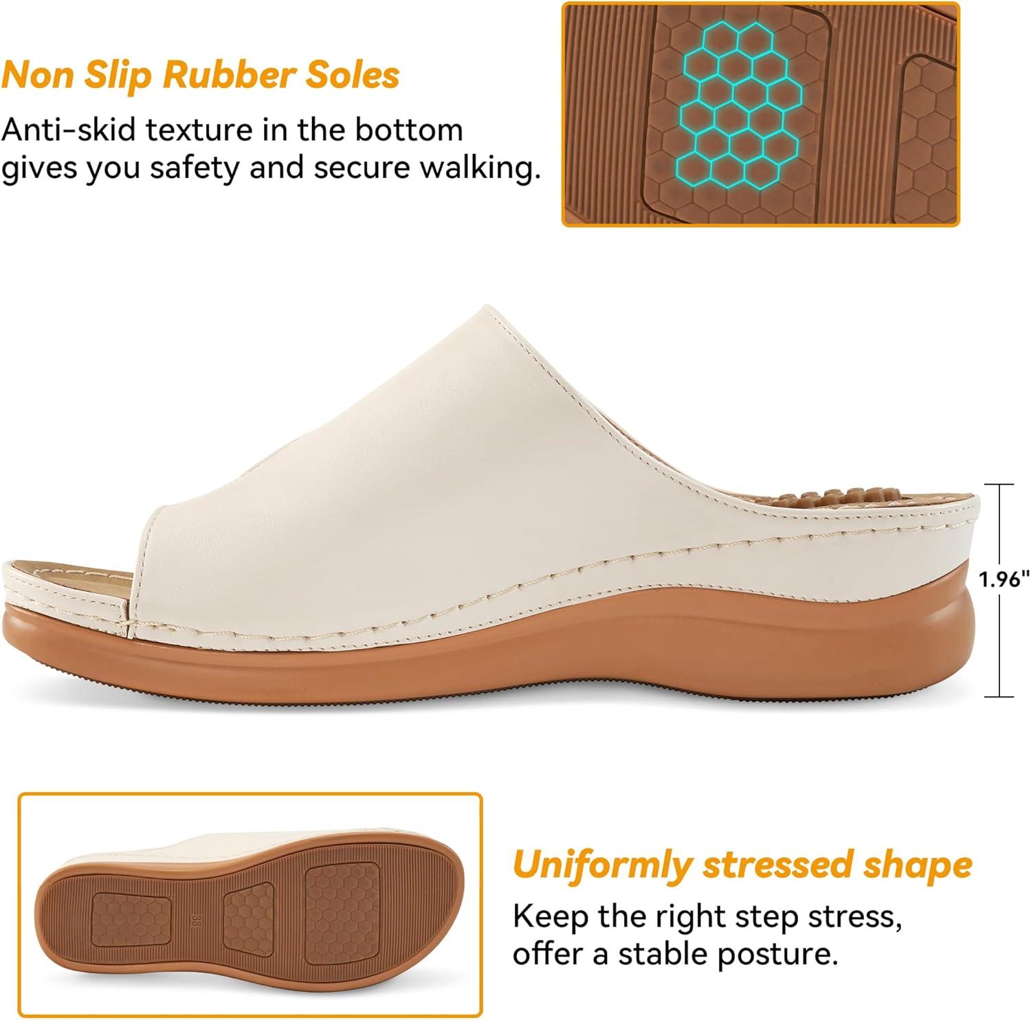 image:imageReimferce Orthopedic Wedge Sandals for Women Comfortable Dressy Summer Sandals Women Comfortable Casual Walking Wedges PlatformBeige