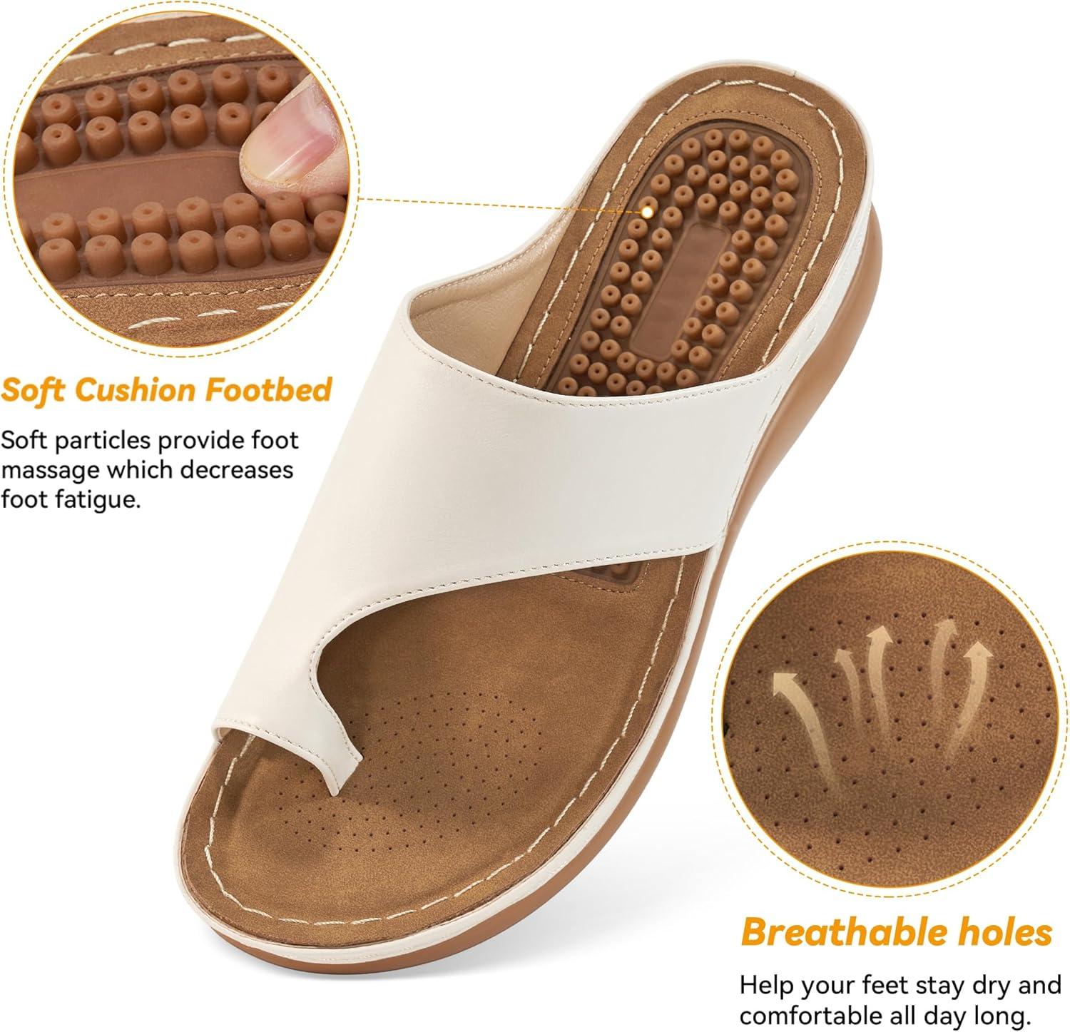 image:imageReimferce Orthopedic Wedge Sandals for Women Comfortable Dressy Summer Sandals Women Comfortable Casual Walking Wedges PlatformBeige