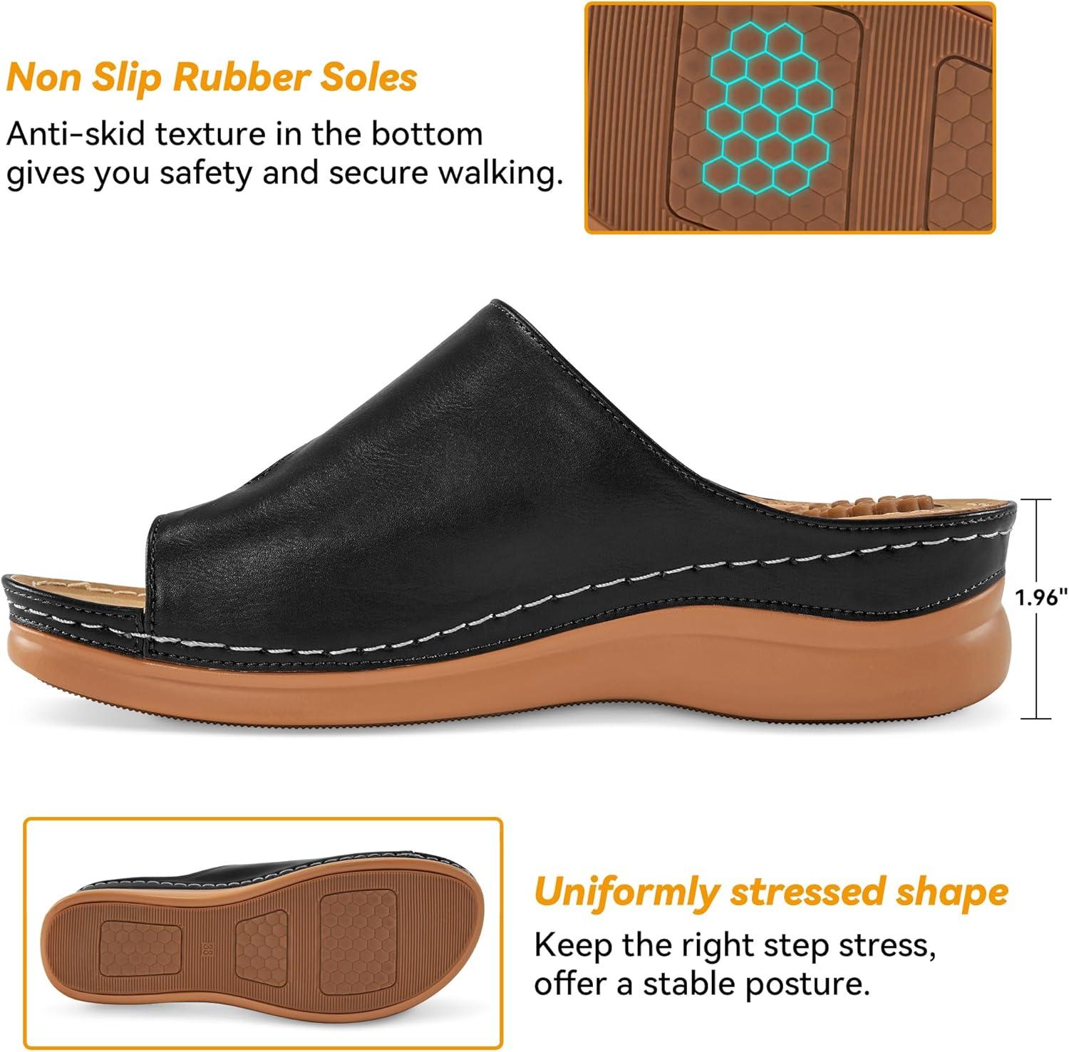 image:imageReimferce Orthopedic Wedge Sandals for Women Comfortable Dressy Summer Sandals Women Comfortable Casual Walking Wedges PlatformBlack