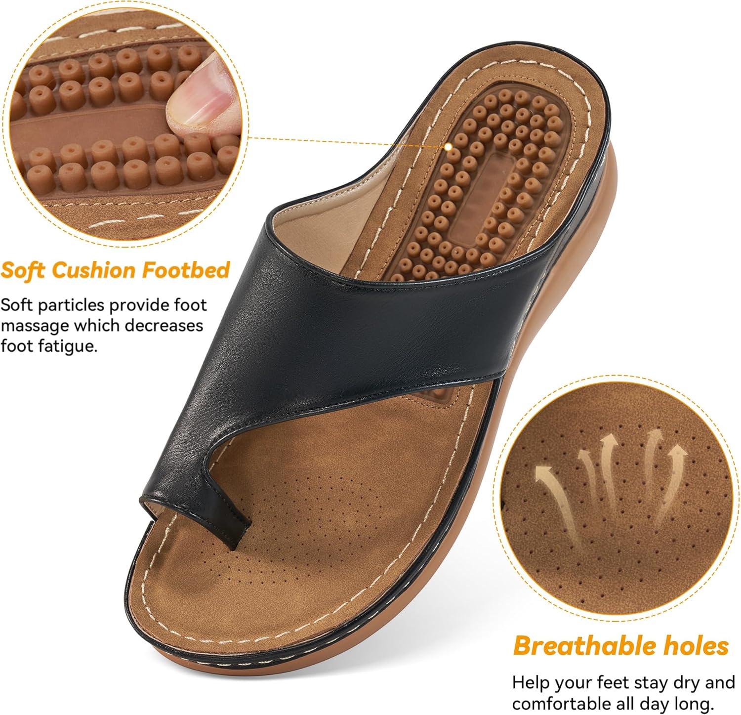image:imageReimferce Orthopedic Wedge Sandals for Women Comfortable Dressy Summer Sandals Women Comfortable Casual Walking Wedges PlatformBlack