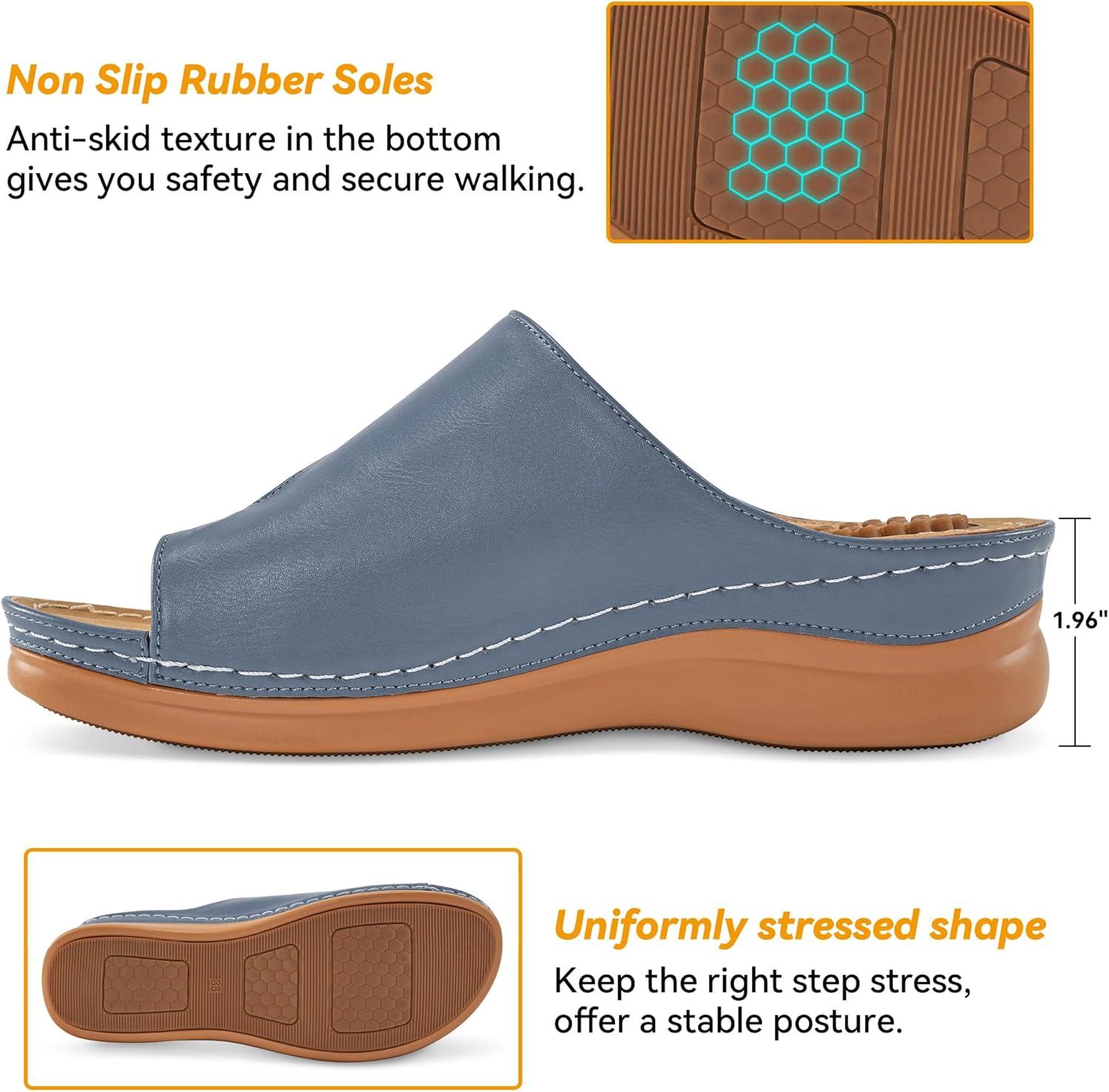 image:imageReimferce Orthopedic Wedge Sandals for Women Comfortable Dressy Summer Sandals Women Comfortable Casual Walking Wedges PlatformBlue