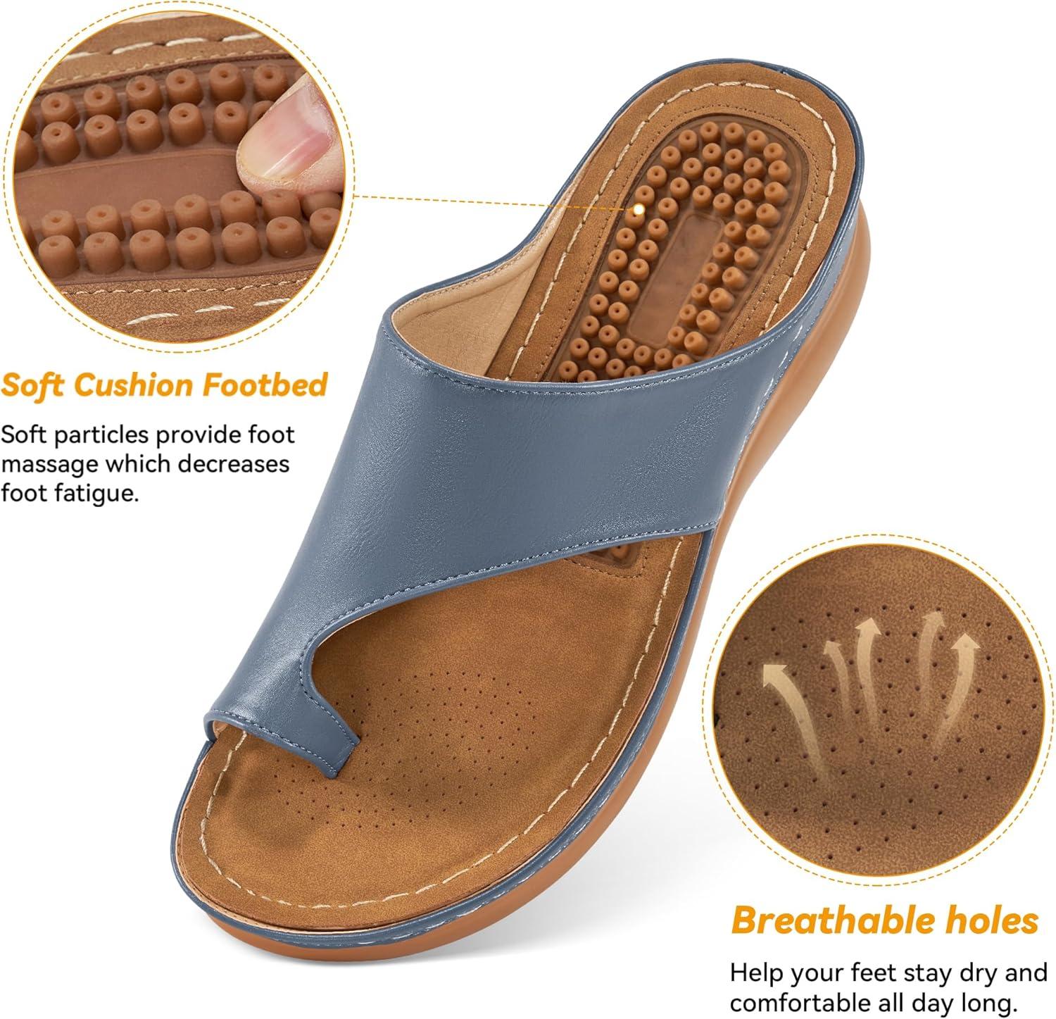image:imageReimferce Orthopedic Wedge Sandals for Women Comfortable Dressy Summer Sandals Women Comfortable Casual Walking Wedges PlatformBlue