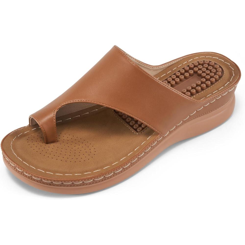 image:imageReimferce Orthopedic Wedge Sandals for Women Comfortable Dressy Summer Sandals Women Comfortable Casual Walking Wedges PlatformBrown