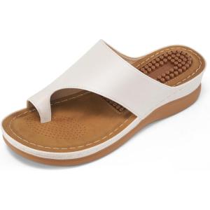 Reimferce Orthopedic Wedge Sandals for Women: Comfortable Dressy Summer Sandals Women Comfortable Casual Walking Wedges Platform(Beige)