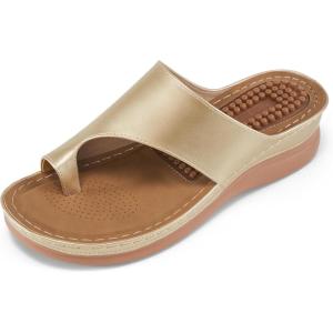 Reimferce Orthopedic Wedge Sandals for Women: Comfortable Dressy Summer Sandals Women Comfortable Casual Walking Wedges Platform(Gold)
