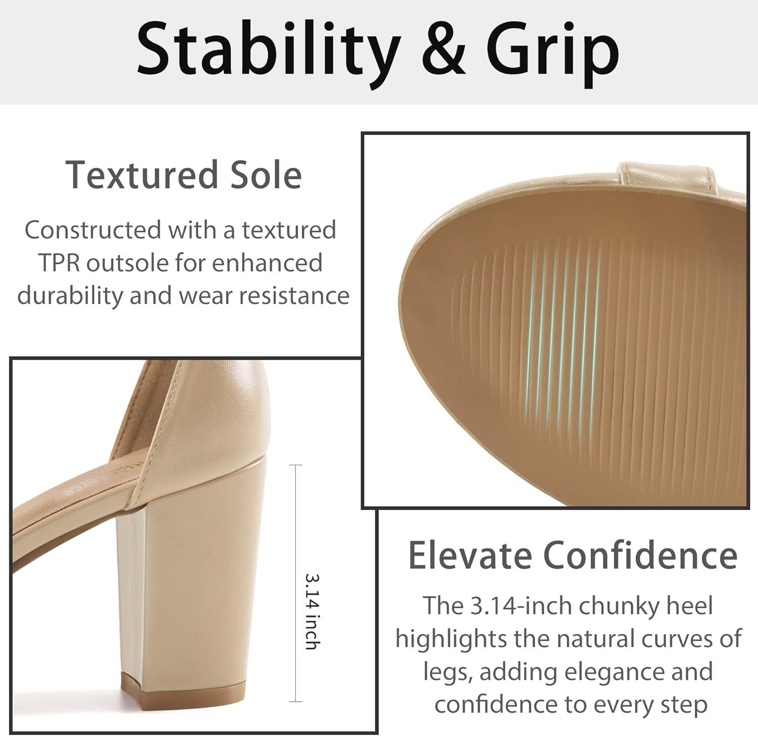 image:imageComfortable Block Heels for Women 314 Stable Walk for Confidence on Wedding Elegant Bow Ankle Strap amp Cushioned Insole for Bride amp BridesmaidsBeige