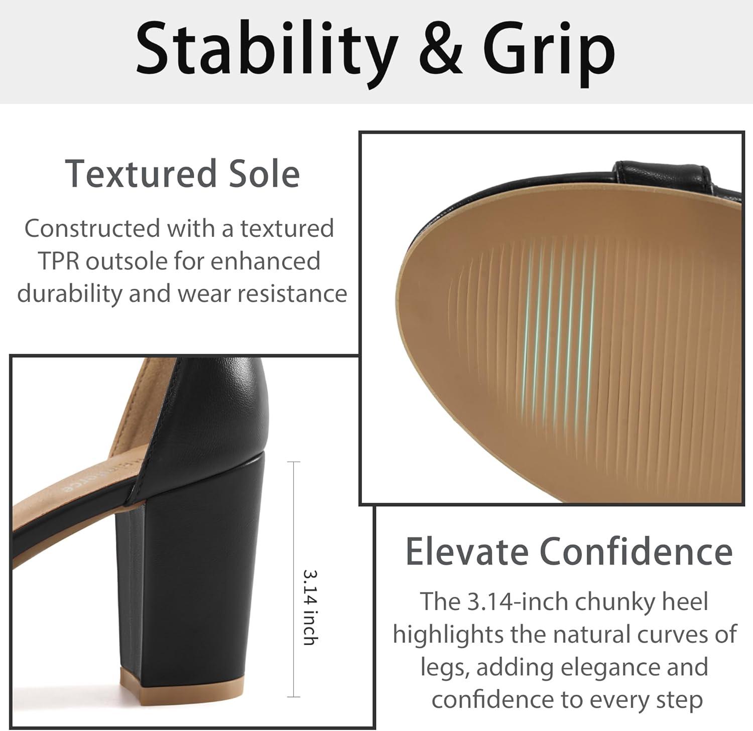 image:imageComfortable Block Heels for Women 314 Stable Walk for Confidence on Wedding Elegant Bow Ankle Strap amp Cushioned Insole for Bride amp BridesmaidsBlack