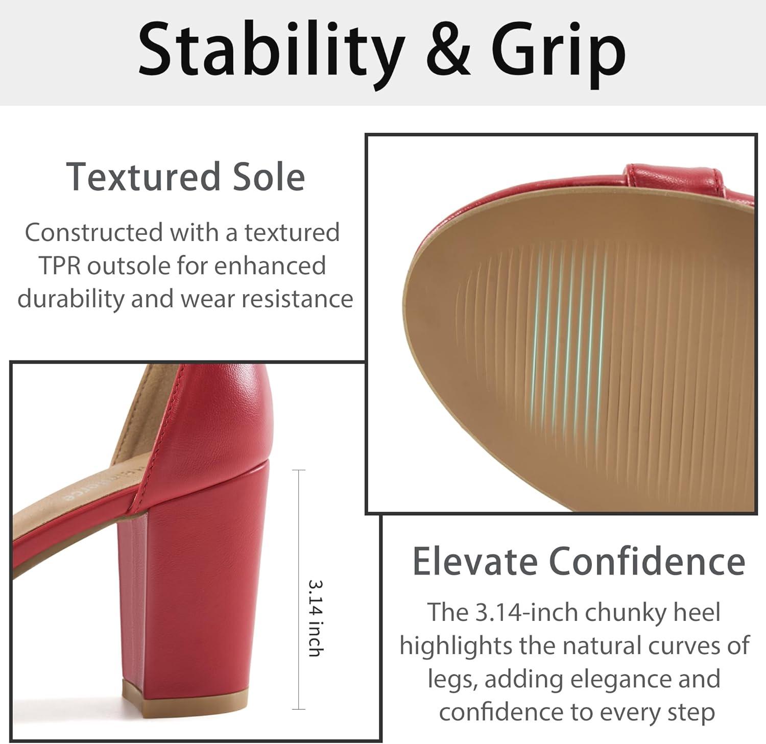 image:imageComfortable Block Heels for Women 314 Stable Walk for Confidence on Wedding Elegant Bow Ankle Strap amp Cushioned Insole for Bride amp BridesmaidsRed
