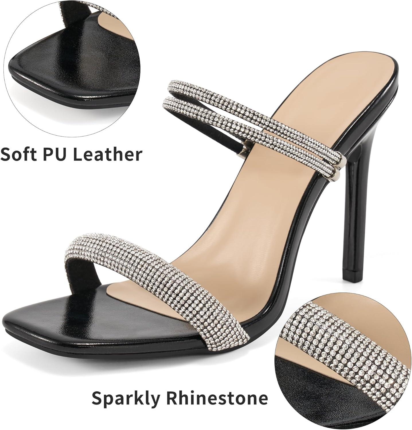 image:imageComfortable Heels for Women Wedding Fashion Womens Stiletto Heeled Sandals for Party Prom Ladies Sparkle Heel ShoesBlack