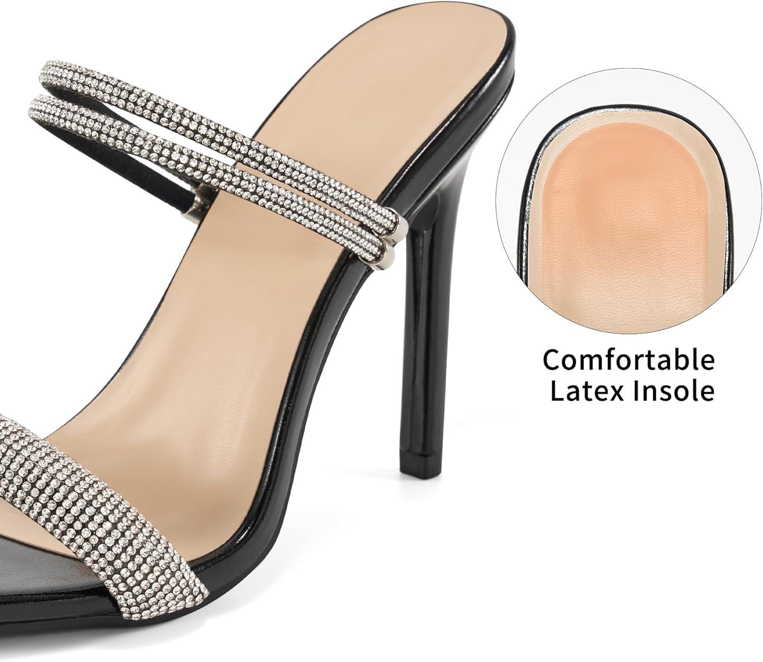 image:imageComfortable Heels for Women Wedding Fashion Womens Stiletto Heeled Sandals for Party Prom Ladies Sparkle Heel ShoesBlack