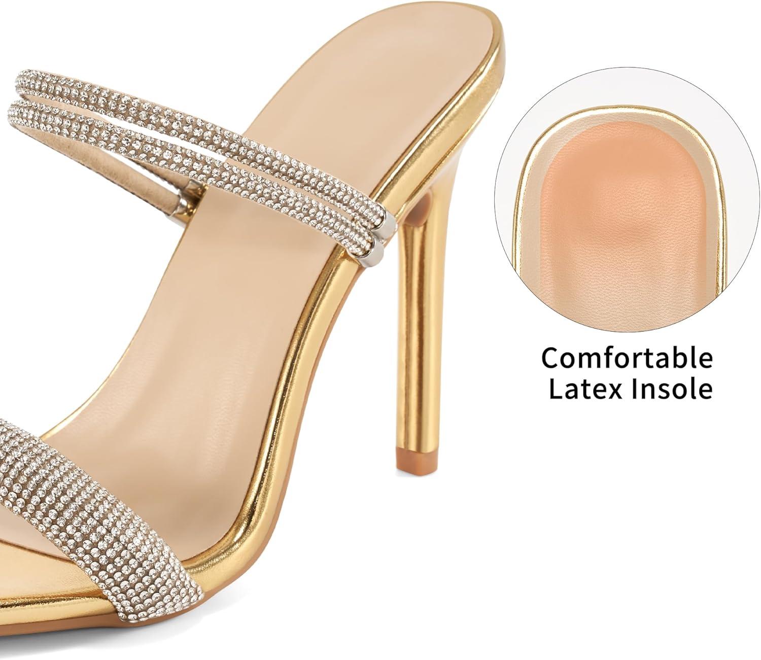 image:imageComfortable Heels for Women Wedding Fashion Womens Stiletto Heeled Sandals for Party Prom Ladies Sparkle Heel ShoesGold