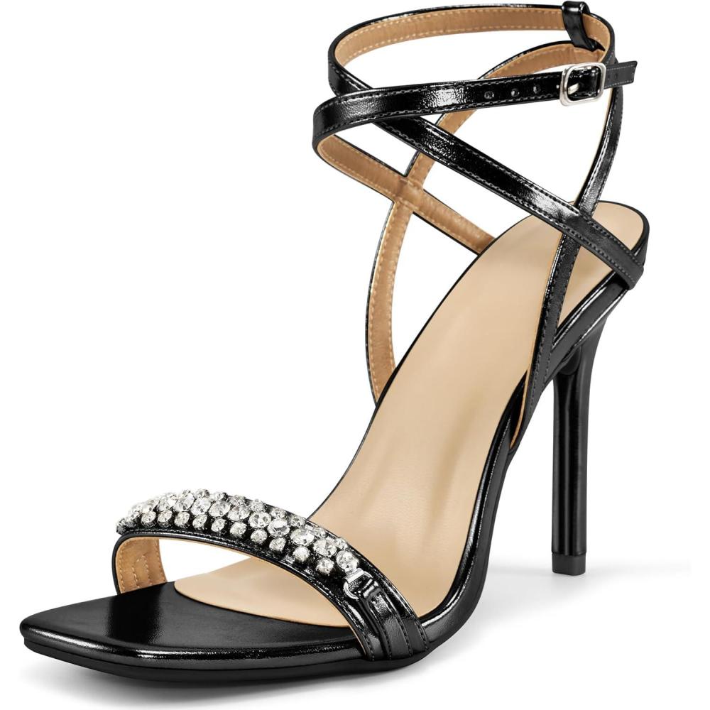 image:imageStrappy Heels for Women Dressy Comfortable Ladies Stiletto Sandals for Prom Party 2025 Bridal Wedding HeelsBlack