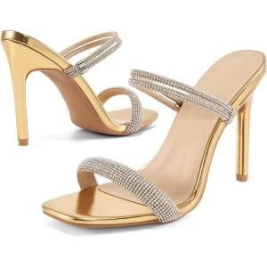 Comfortable Heels for Women Wedding: Fashion Womens Stiletto Heeled Sandals for Party Prom – Ladies Sparkle Heel Shoes(Gold)