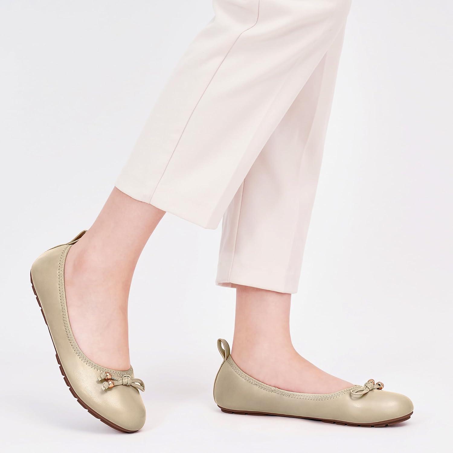 image:imageCasual Womens Ballet Flats SlipOn Design amp Cushioned Comfort for Daily Work Quiet PU Soles amp Round Toe for Confidence in Office Working WomenGold