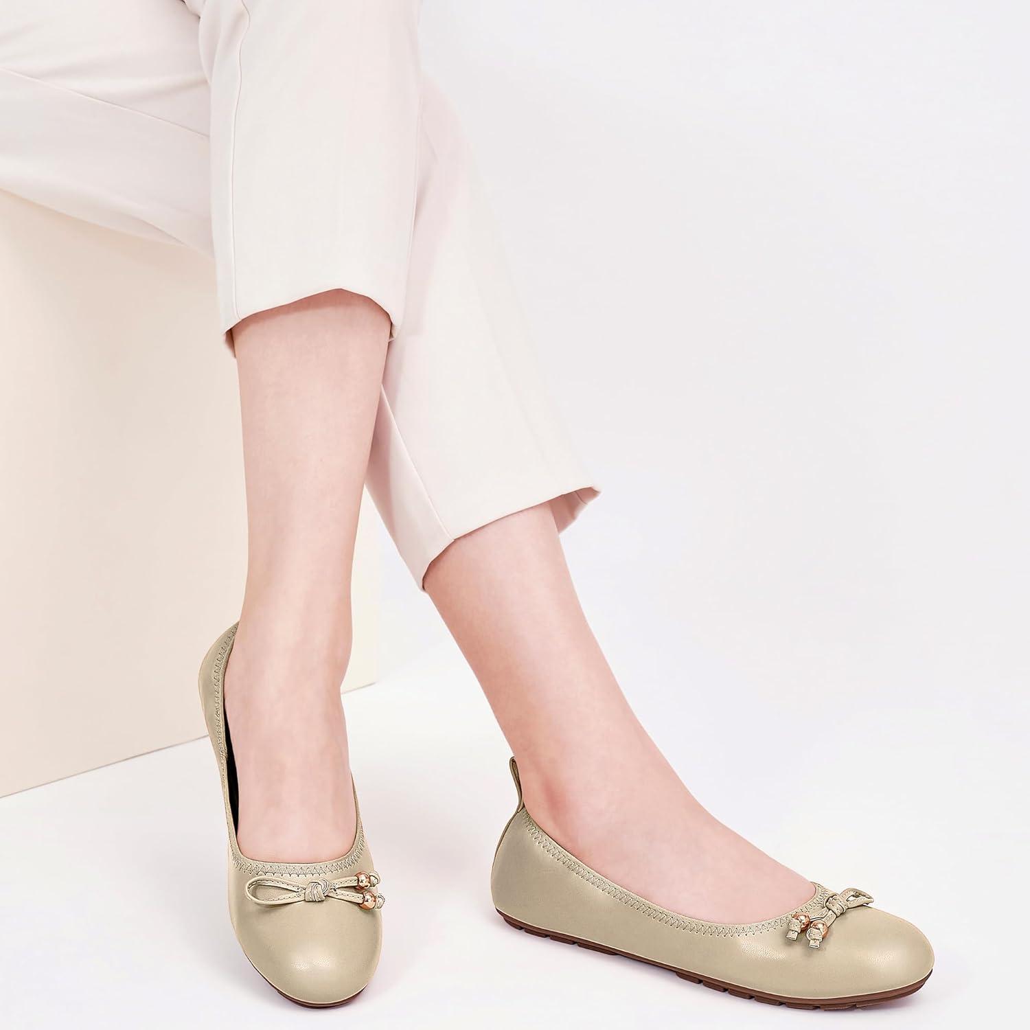 image:imageCasual Womens Ballet Flats SlipOn Design amp Cushioned Comfort for Daily Work Quiet PU Soles amp Round Toe for Confidence in Office Working WomenGold