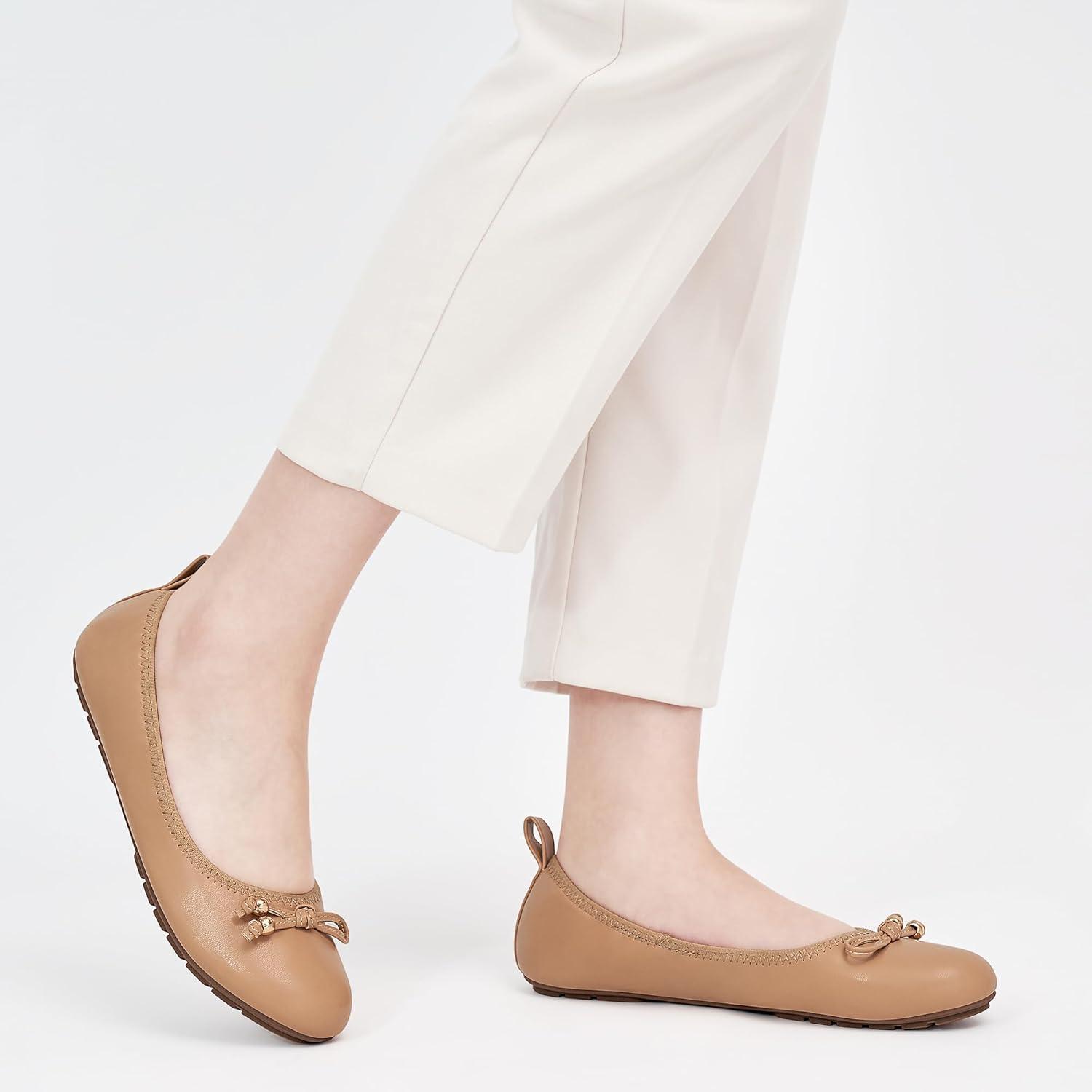 image:imageCasual Womens Ballet Flats SlipOn Design amp Cushioned Comfort for Daily Work Quiet PU Soles amp Round Toe for Confidence in Office Working WomenNude