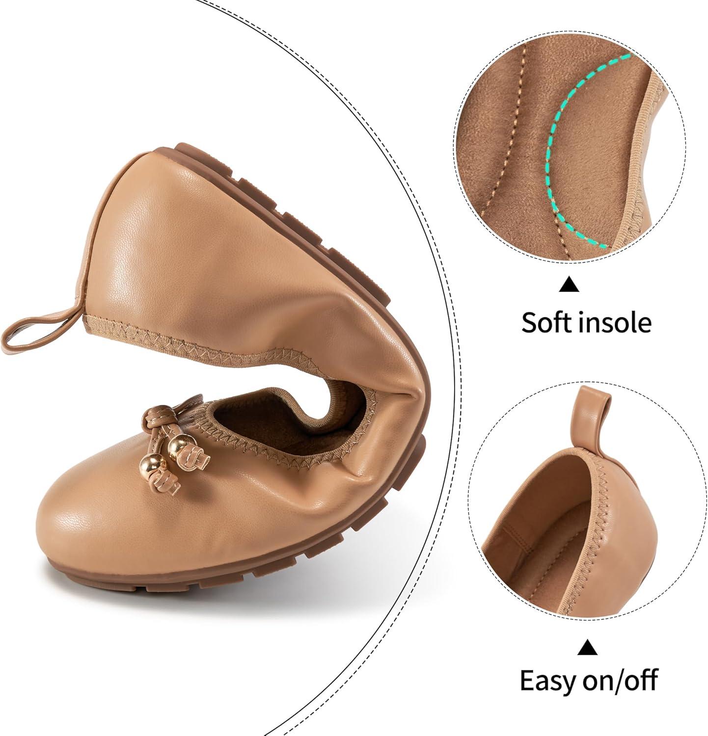 image:imageCasual Womens Ballet Flats SlipOn Design amp Cushioned Comfort for Daily Work Quiet PU Soles amp Round Toe for Confidence in Office Working WomenNude
