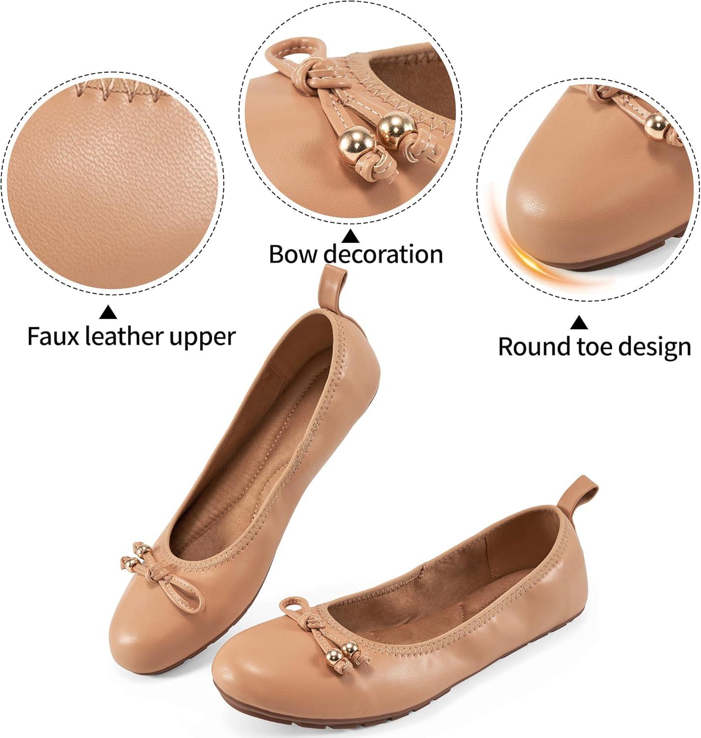 image:imageCasual Womens Ballet Flats SlipOn Design amp Cushioned Comfort for Daily Work Quiet PU Soles amp Round Toe for Confidence in Office Working WomenNude