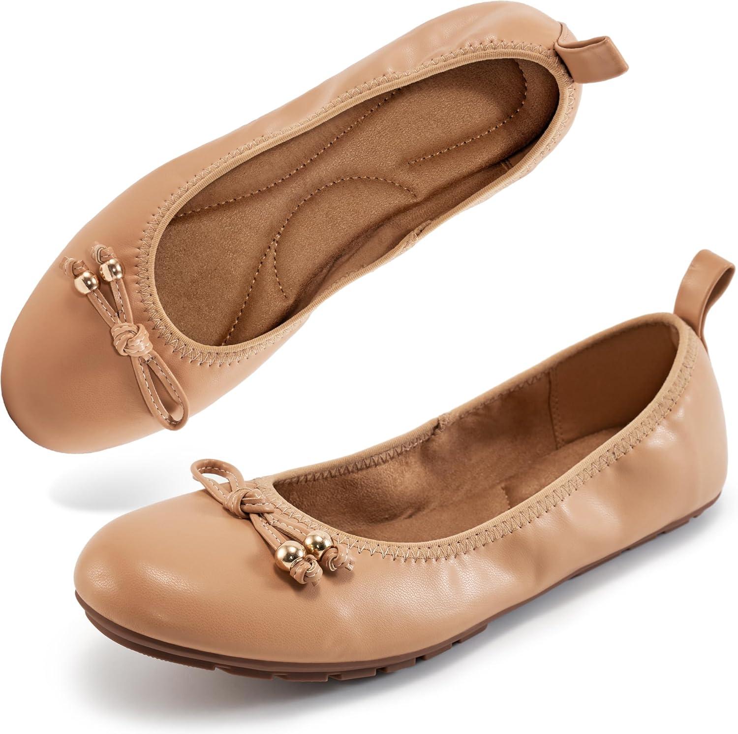 image:imageCasual Womens Ballet Flats SlipOn Design amp Cushioned Comfort for Daily Work Quiet PU Soles amp Round Toe for Confidence in Office Working WomenNude