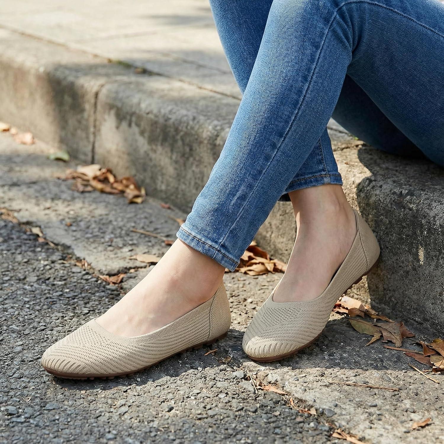 image:imageWomen Comfortable Casual Flats Lightweight amp AntiSlip for Outdoor Walking Soft Insole amp Breathable Knit for Confidence Women 2545Apricot