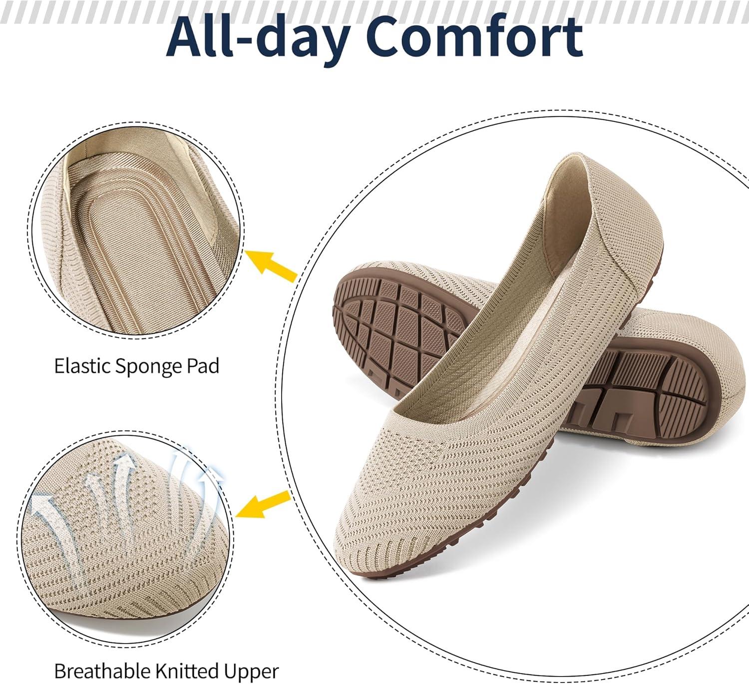 image:imageWomen Comfortable Casual Flats Lightweight amp AntiSlip for Outdoor Walking Soft Insole amp Breathable Knit for Confidence Women 2545Apricot