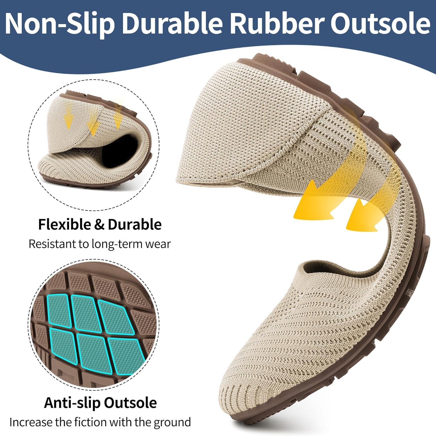 image:imageWomen Comfortable Casual Flats Lightweight amp AntiSlip for Outdoor Walking Soft Insole amp Breathable Knit for Confidence Women 2545Apricot