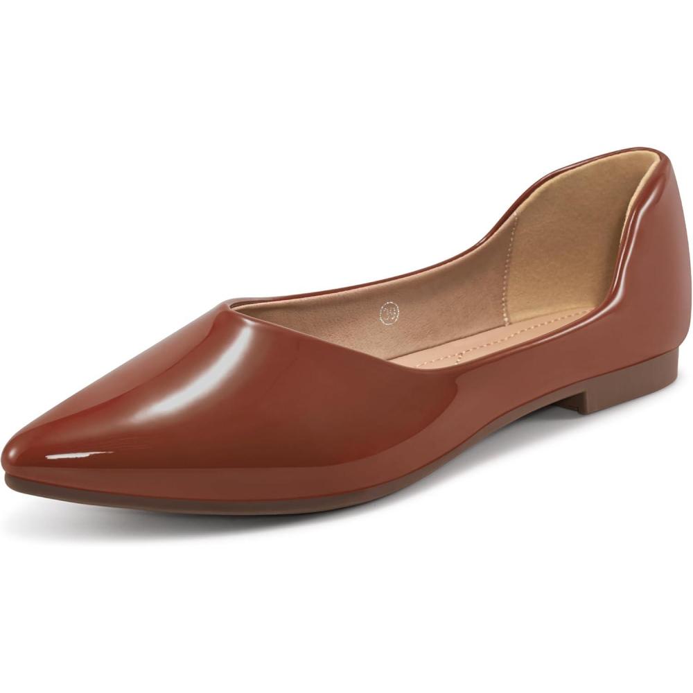 image:imageFlats for Women Ballets Shoes Dressy Comfortable 2025 Leather Flat for Wedding  Ladies Dress Work Walking ShoeBrown