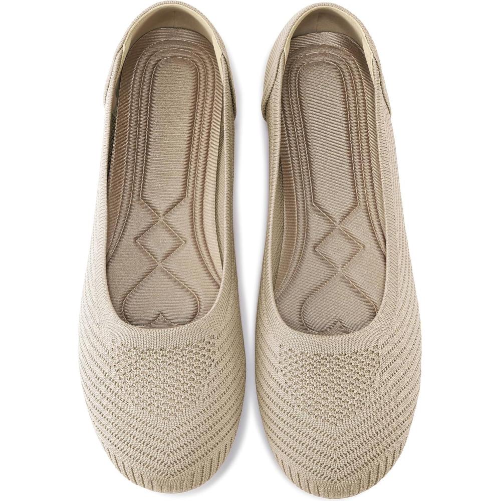 image:imageWomen Comfortable Casual Flats Lightweight amp AntiSlip for Outdoor Walking  Soft Insole amp Breathable Knit for Confidence  Women 2545Apricot
