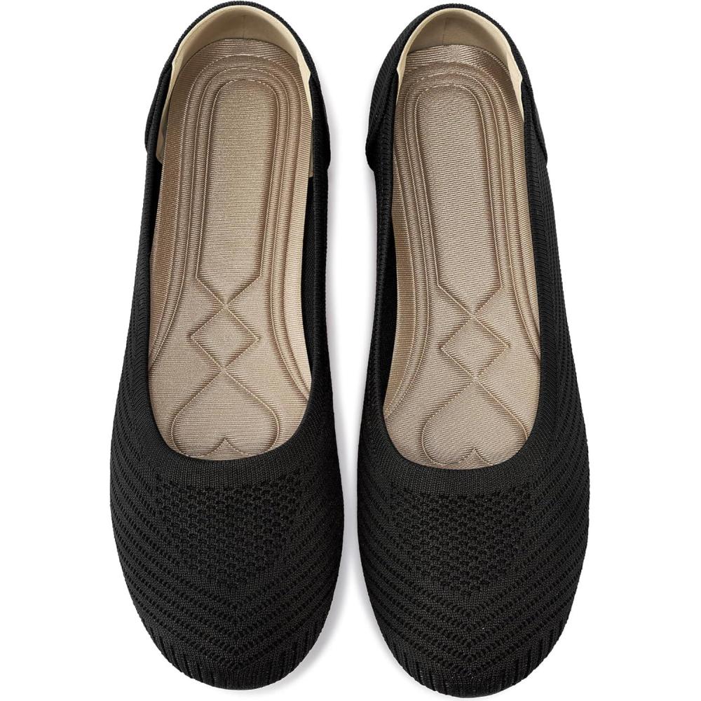 image:imageWomen Comfortable Casual Flats Lightweight amp AntiSlip for Outdoor Walking  Soft Insole amp Breathable Knit for Confidence  Women 2545Black
