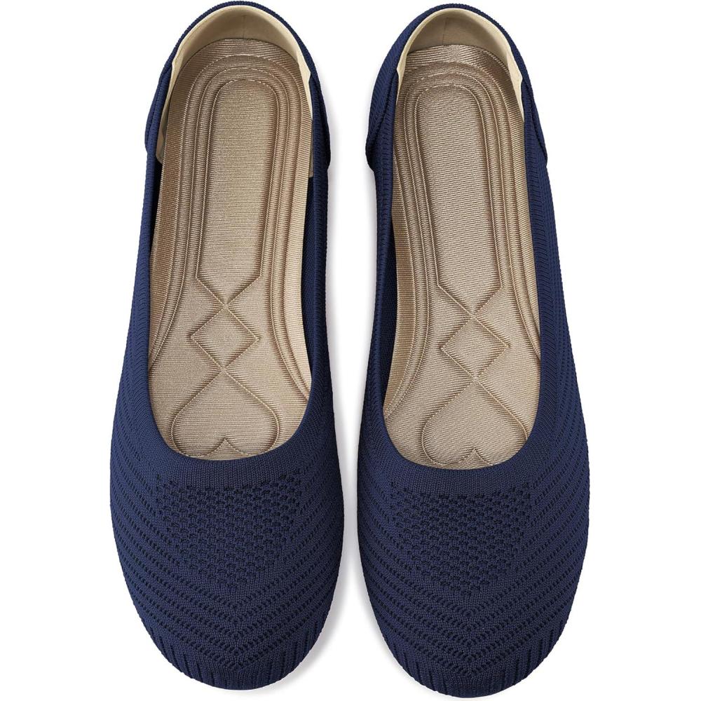 image:imageWomen Comfortable Casual Flats Lightweight amp AntiSlip for Outdoor Walking  Soft Insole amp Breathable Knit for Confidence  Women 2545Blue