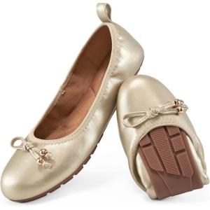 Casual Womens Ballet Flats: Slip-On Design & Cushioned Comfort for Daily Work- Quiet PU Soles & Round Toe for Confidence in Office – Working Women(Gold)