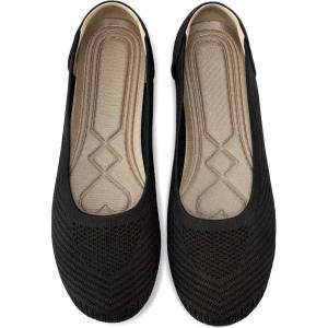 Women Comfortable Casual Flats: Lightweight & Anti-Slip for Outdoor Walking – Soft Insole & Breathable Knit for Confidence – Women 25-45(Black)