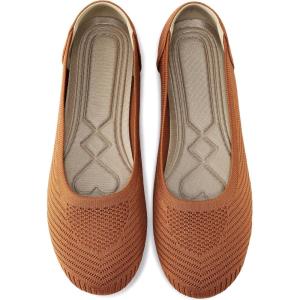 Women Comfortable Casual Flats: Lightweight & Anti-Slip for Outdoor Walking – Soft Insole & Breathable Knit for Confidence – Women 25-45(Brown)