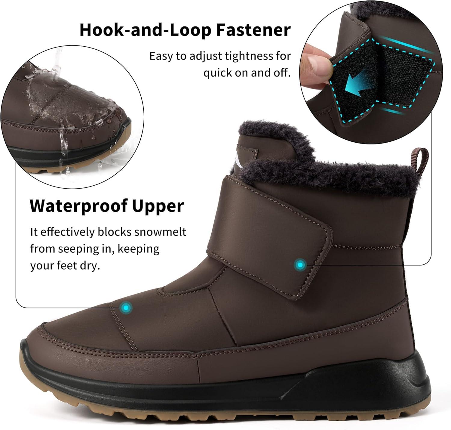 image:imageWomen Snow Boots Winter Waterproof Warm Fur Lined Comfortable Booties for Outdoor WalkingBrown