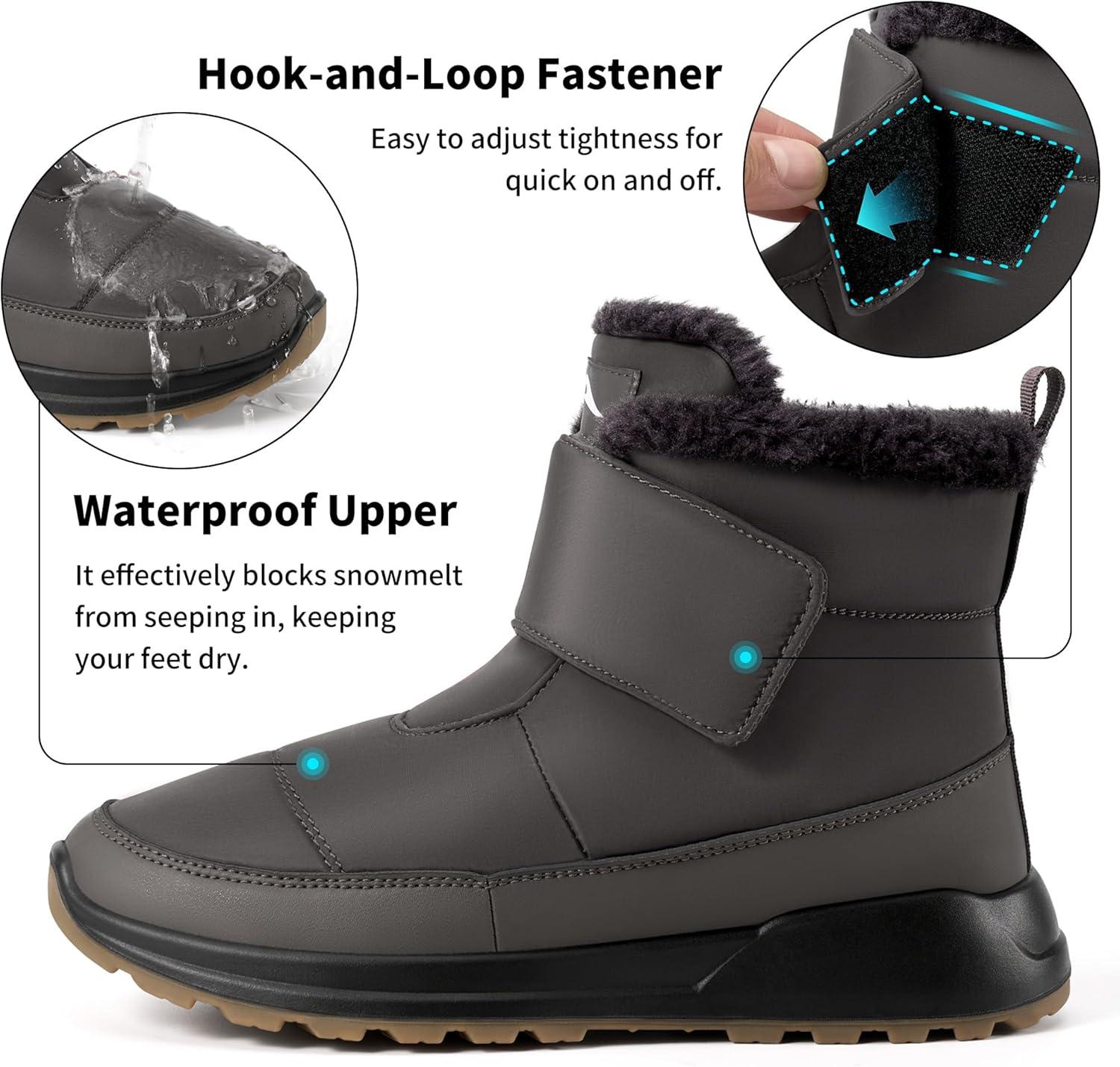 image:imageWomen Snow Boots Winter Waterproof Warm Fur Lined Comfortable Booties for Outdoor WalkingGrey