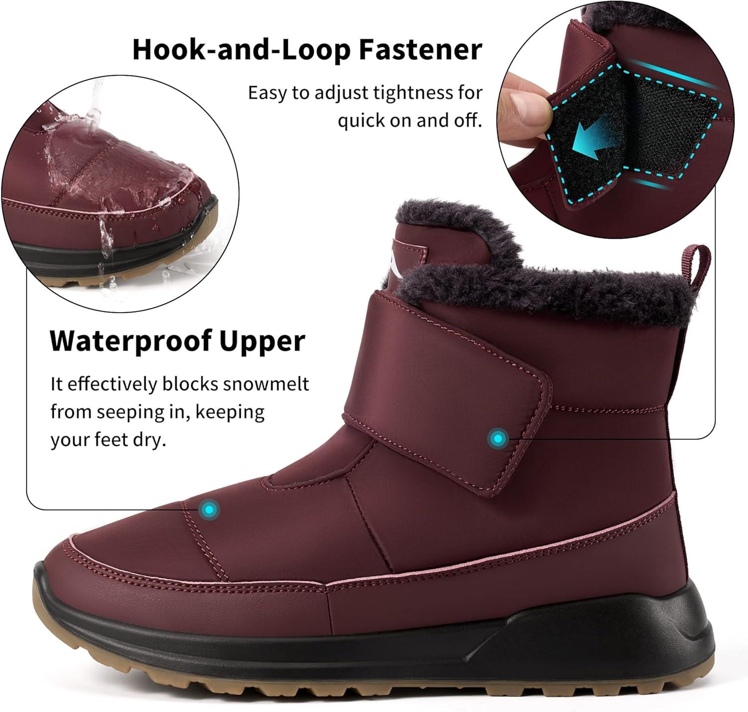 image:imageWomen Snow Boots Winter Waterproof Warm Fur Lined Comfortable Booties for Outdoor WalkingRed