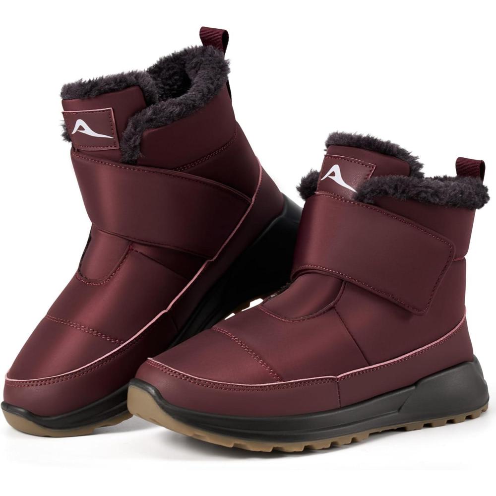 image:imageWomen Snow Boots Winter Waterproof Warm Fur Lined Comfortable Booties for Outdoor WalkingRed