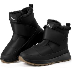 Women Snow Boots Winter: Waterproof Warm Fur Lined Comfortable Booties for Outdoor Walking(Black)